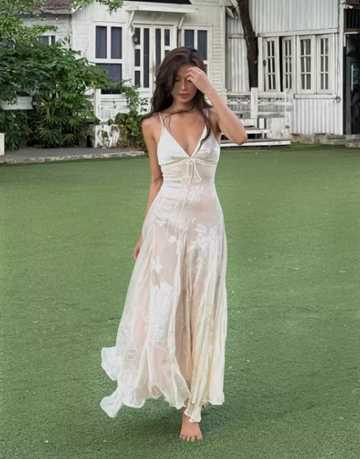 Elegant A Line Spaghetti Strap Print Floral Satin Long Party Dress Wedding Guest Dress HZ1023